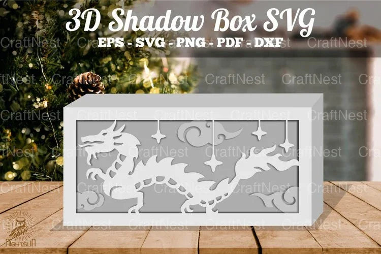 Dragon in the Sky 3D Shadow Box Clipart Bundle - CraftNest - Digital Crafting and Art