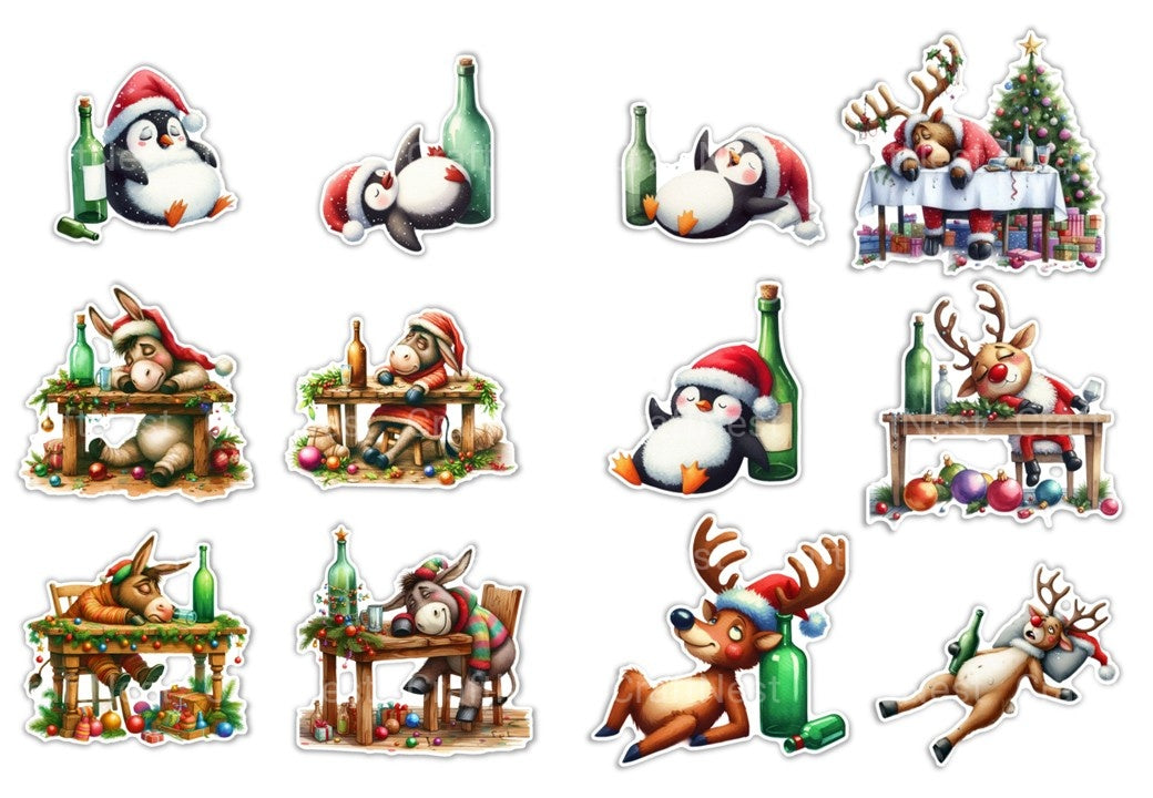 Drunken Animals Stickers Clipart Bundle - CraftNest - Digital Crafting and Art