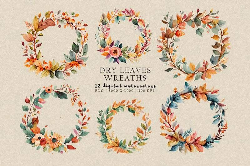 Dry Leaves Wreaths - Autumn - CraftNest - Digital Crafting and Art