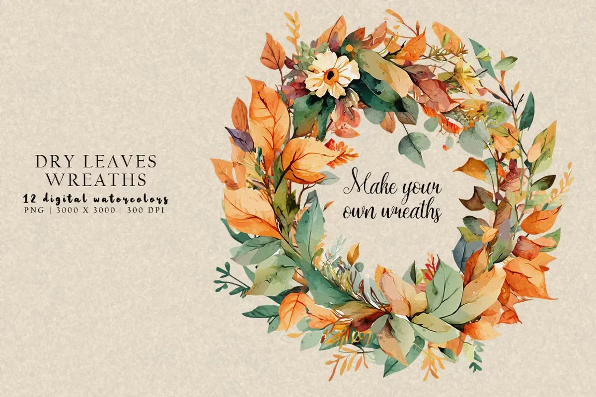 Dry Leaves Wreaths - Autumn - CraftNest - Digital Crafting and Art