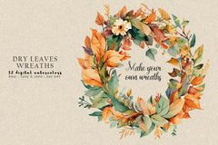 Dry Leaves Wreaths - Autumn - CraftNest - Digital Crafting and Art