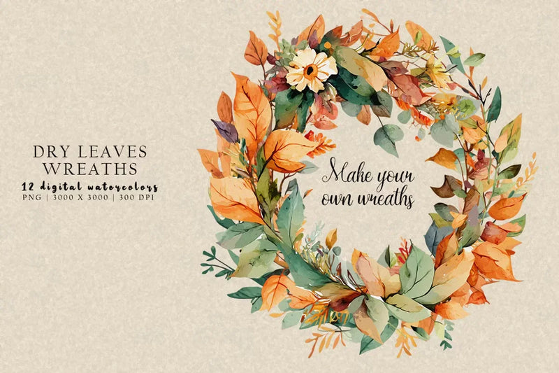 Dry Leaves Wreaths - Autumn - CraftNest - Digital Crafting and Art