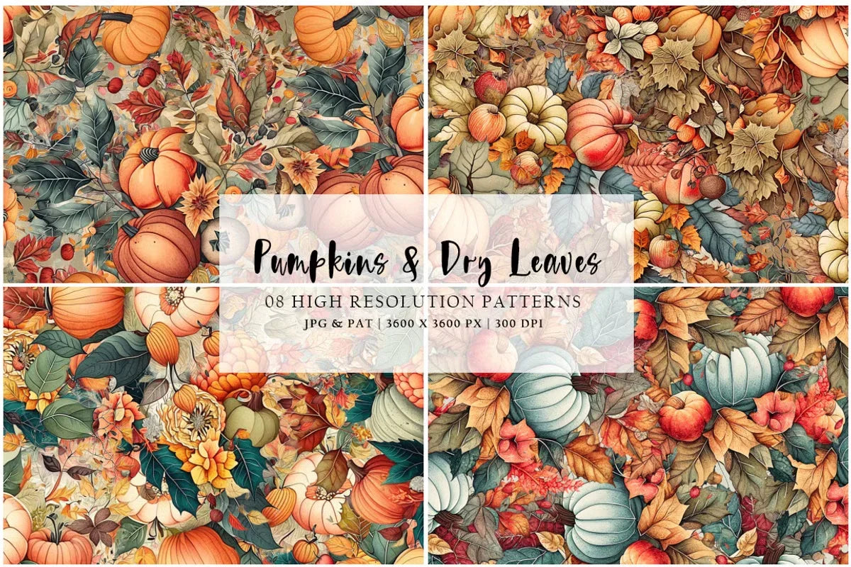 Pumpkins and Dry Leaves - Autumn - CraftNest - Digital Crafting and Art