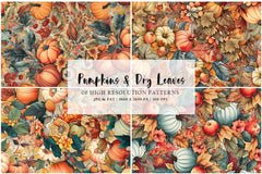 Pumpkins and Dry Leaves - Autumn - CraftNest - Digital Crafting and Art