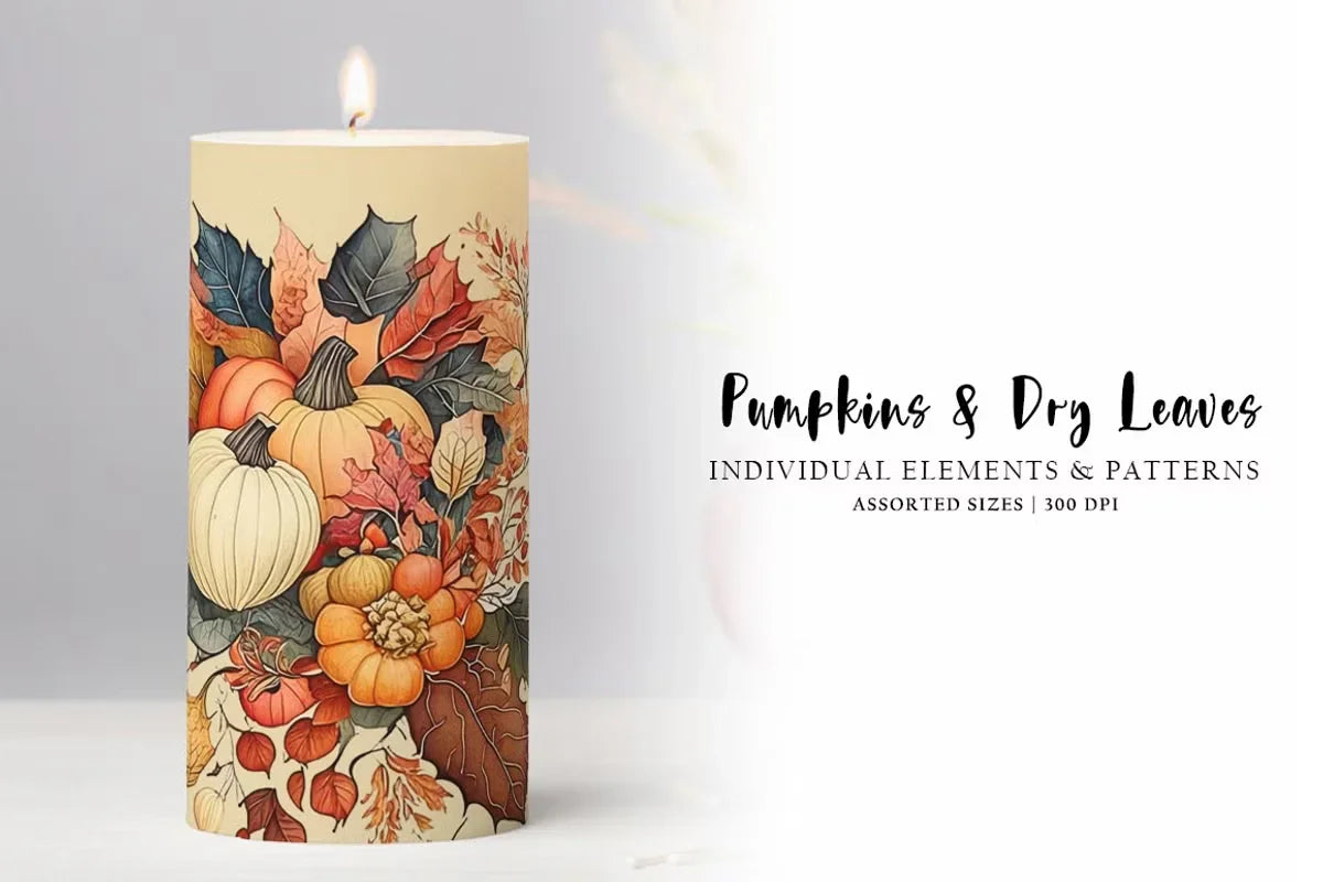 Pumpkins and Dry Leaves - Autumn - CraftNest - Digital Crafting and Art