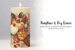 Pumpkins and Dry Leaves - Autumn - CraftNest - Digital Crafting and Art