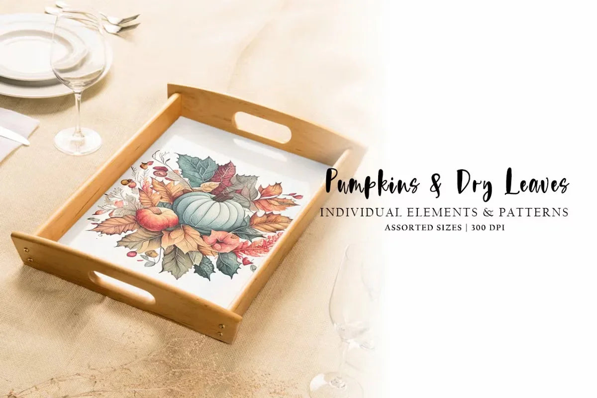 Pumpkins and Dry Leaves - Autumn - CraftNest - Digital Crafting and Art