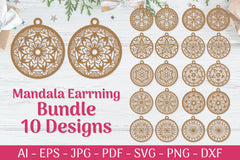 Mandala Earrings SVG Template Bundle 3 - CraftNest - Digital Crafting and Art