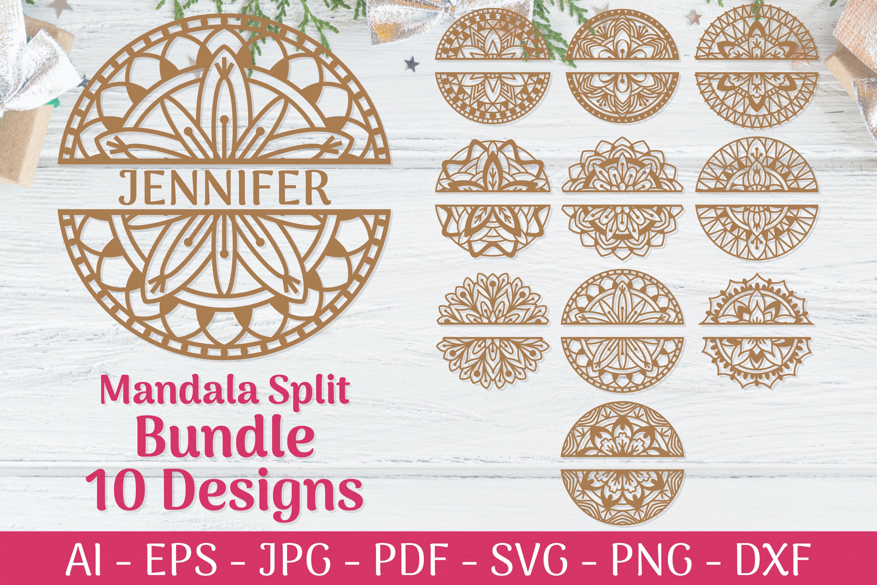 Mandala Split SVG Templates Bundle - CraftNest - Digital Crafting and Art