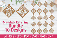 Mandala Earrings SVG Template Bundle 2 - CraftNest - Digital Crafting and Art