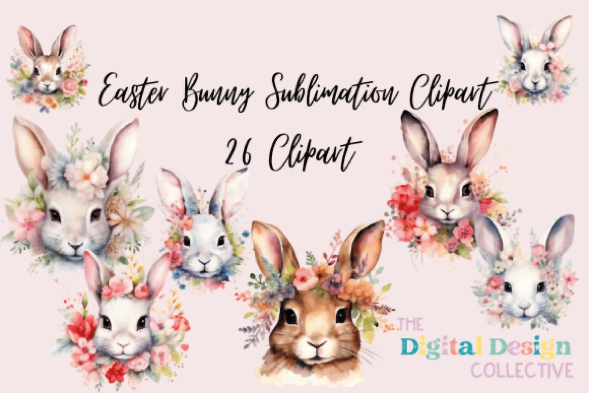 Easter Bunny Floral Clipart Bundle - CraftNest - Digital Crafting and Art