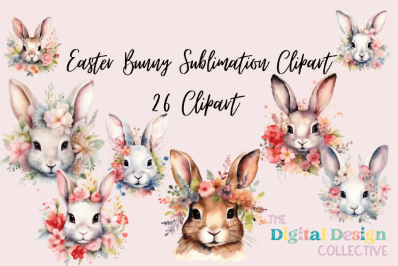 Easter Bunny Floral Clipart Bundle - CraftNest - Digital Crafting and Art