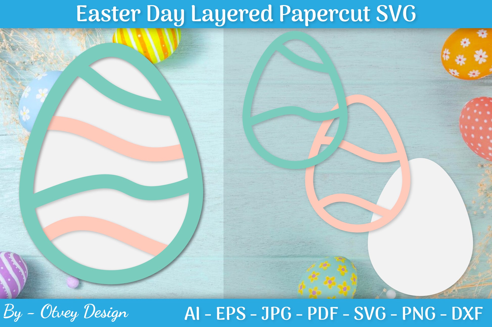 Easter Egg Layered Papercut SVG Bundle 4 - CraftNest - Digital Crafting and Art