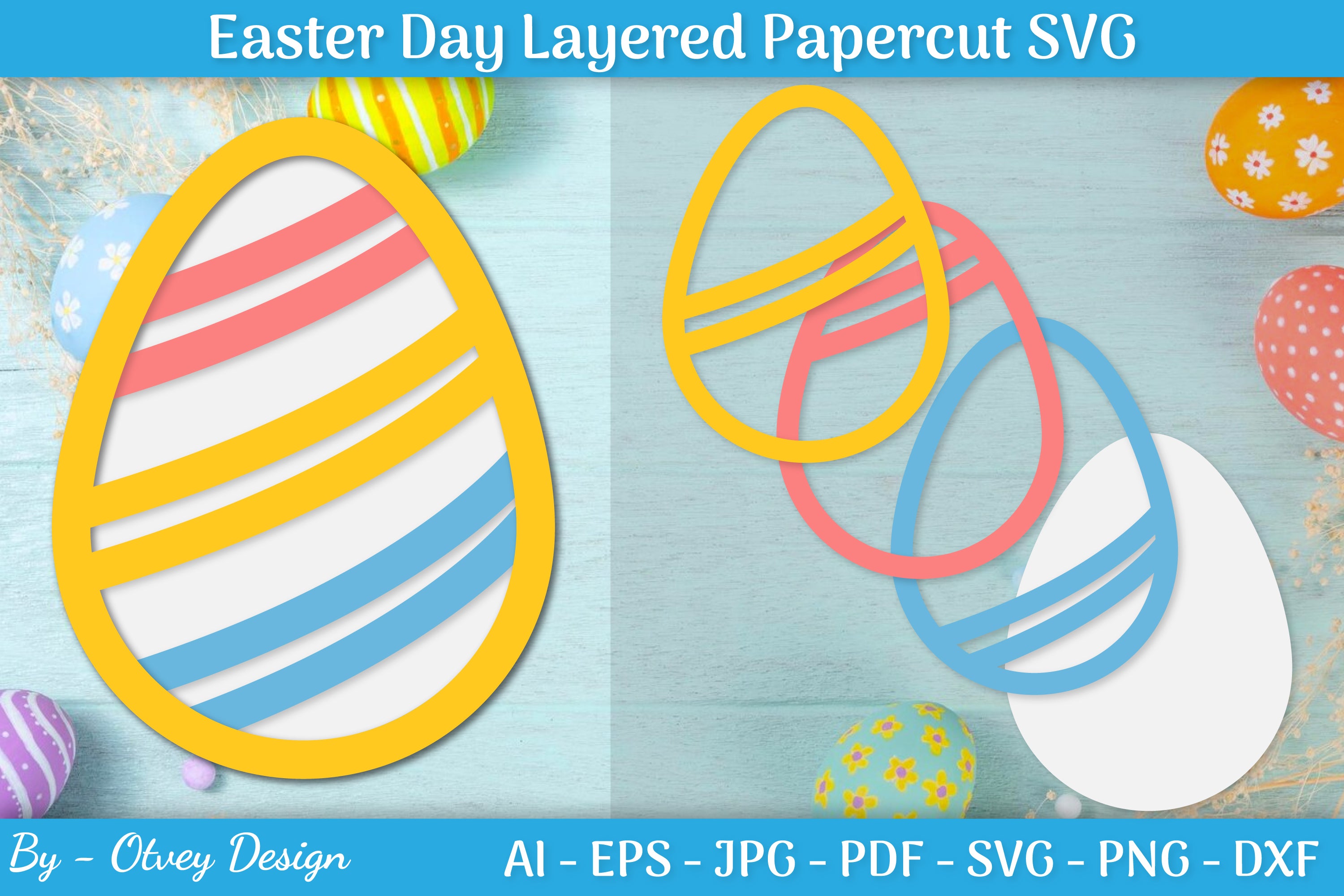 Easter Egg Layered Papercut SVG Bundle 6 - CraftNest - Digital Crafting and Art