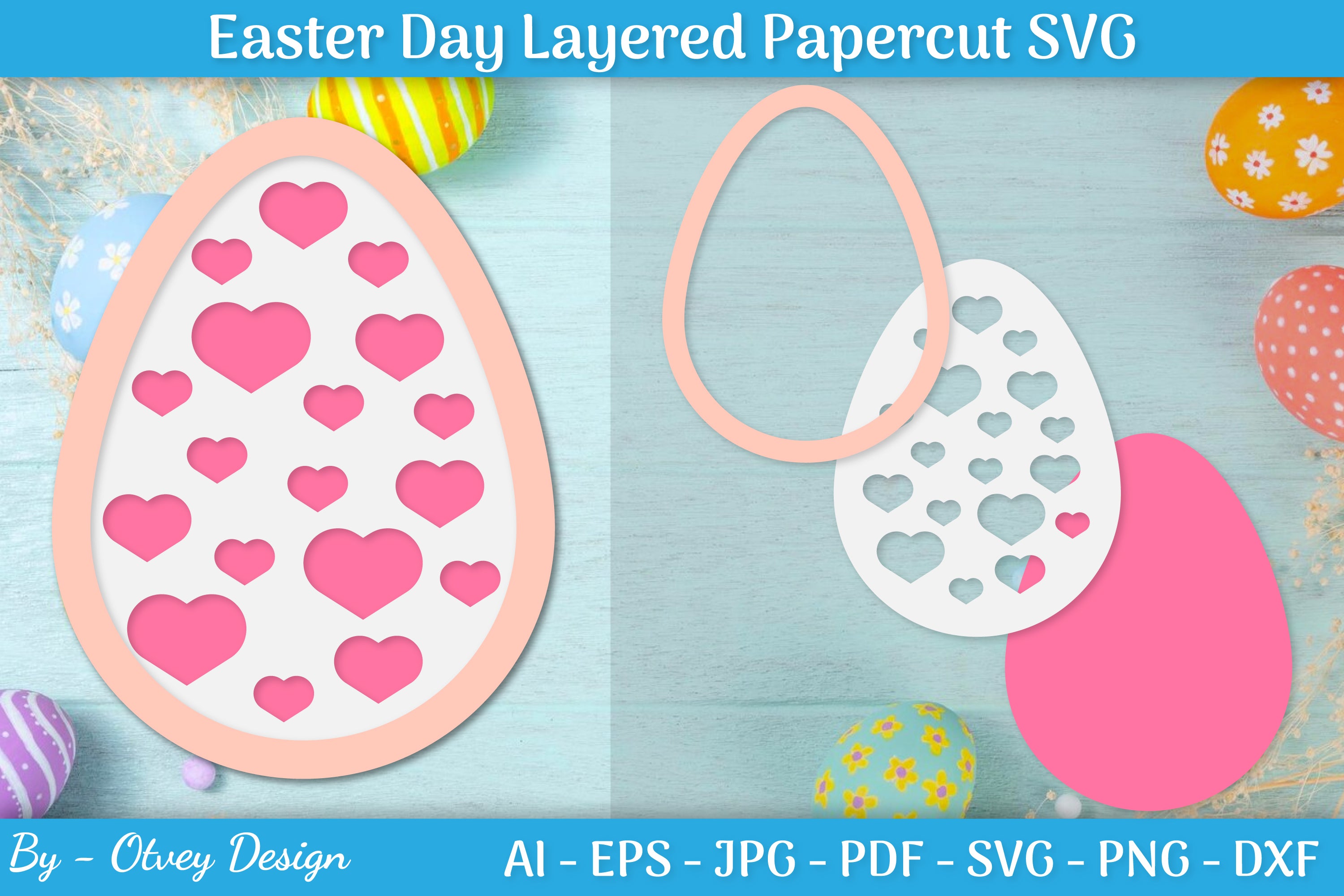 Easter Egg Layered Papercut SVG Bundle 9 - CraftNest - Digital Crafting and Art