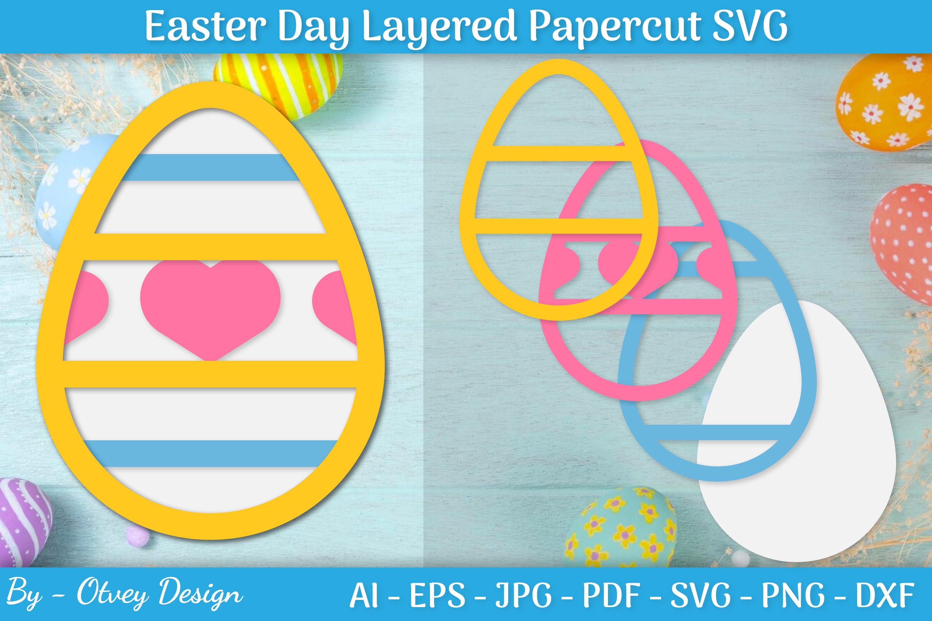 Easter Egg Layered Papercut SVG Bundle 10 - CraftNest - Digital Crafting and Art