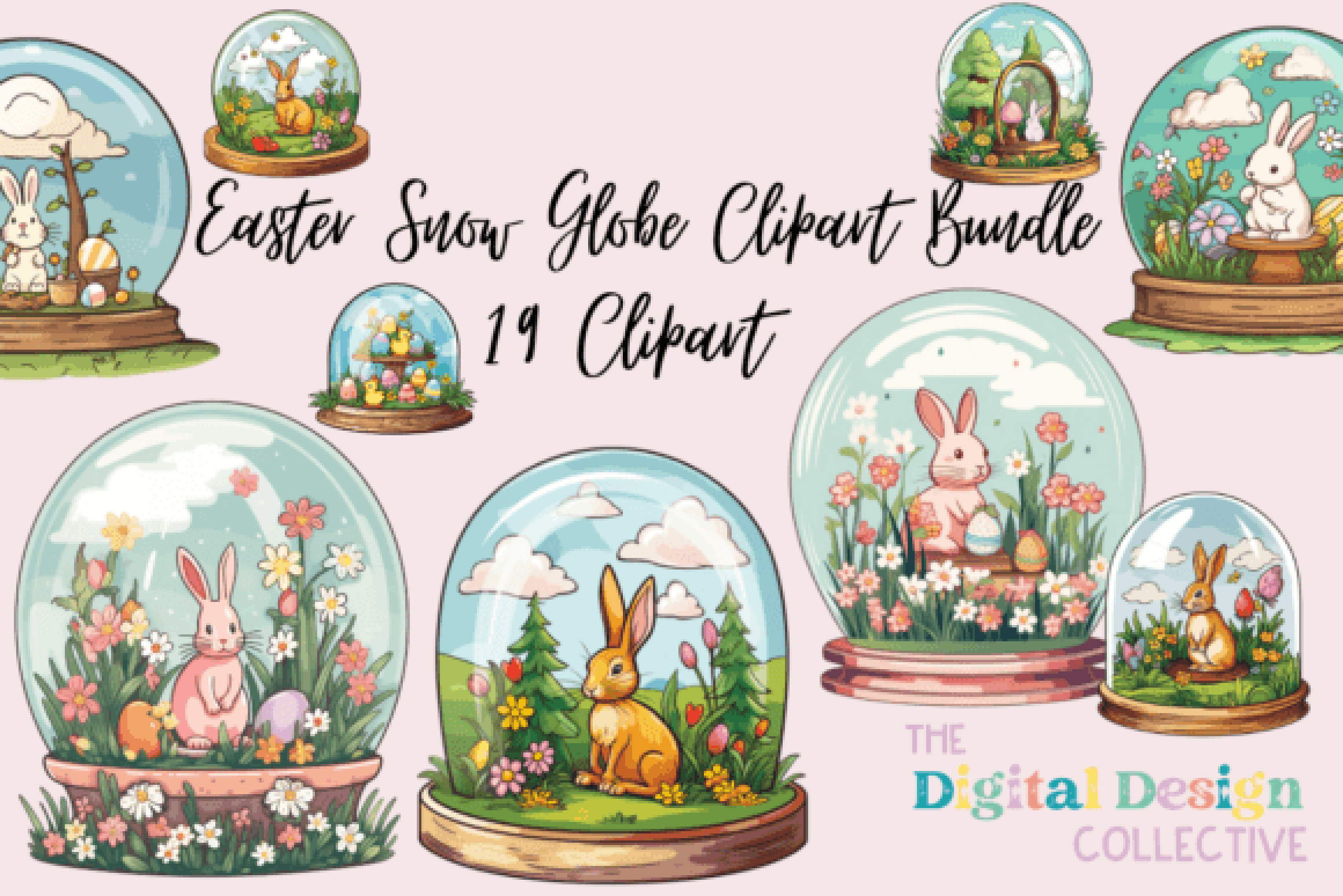 Easter Snow Globe Clipart Bundle