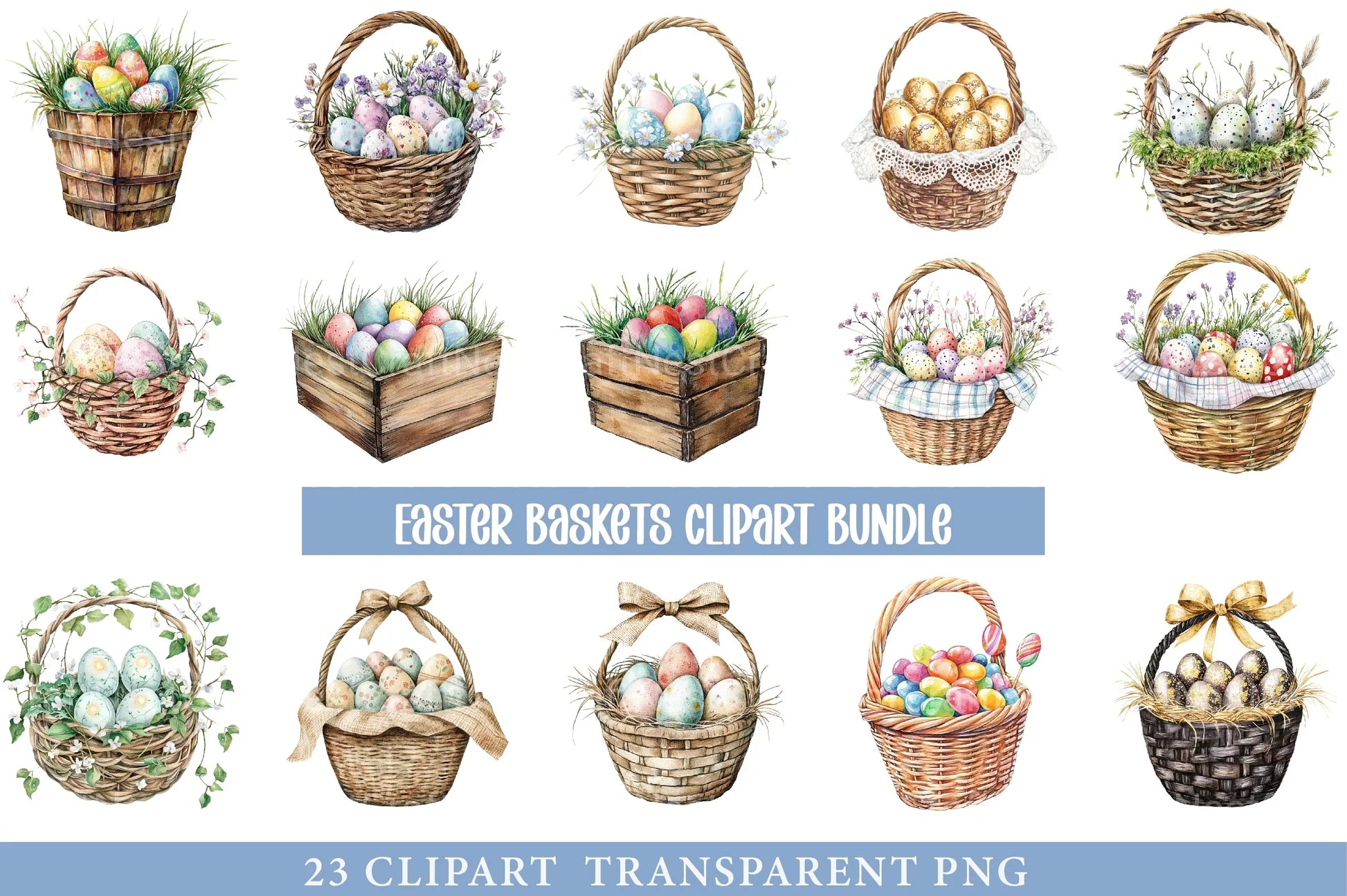 Easter Baskets Clipart Bundle - CraftNest - Digital Crafting and Art