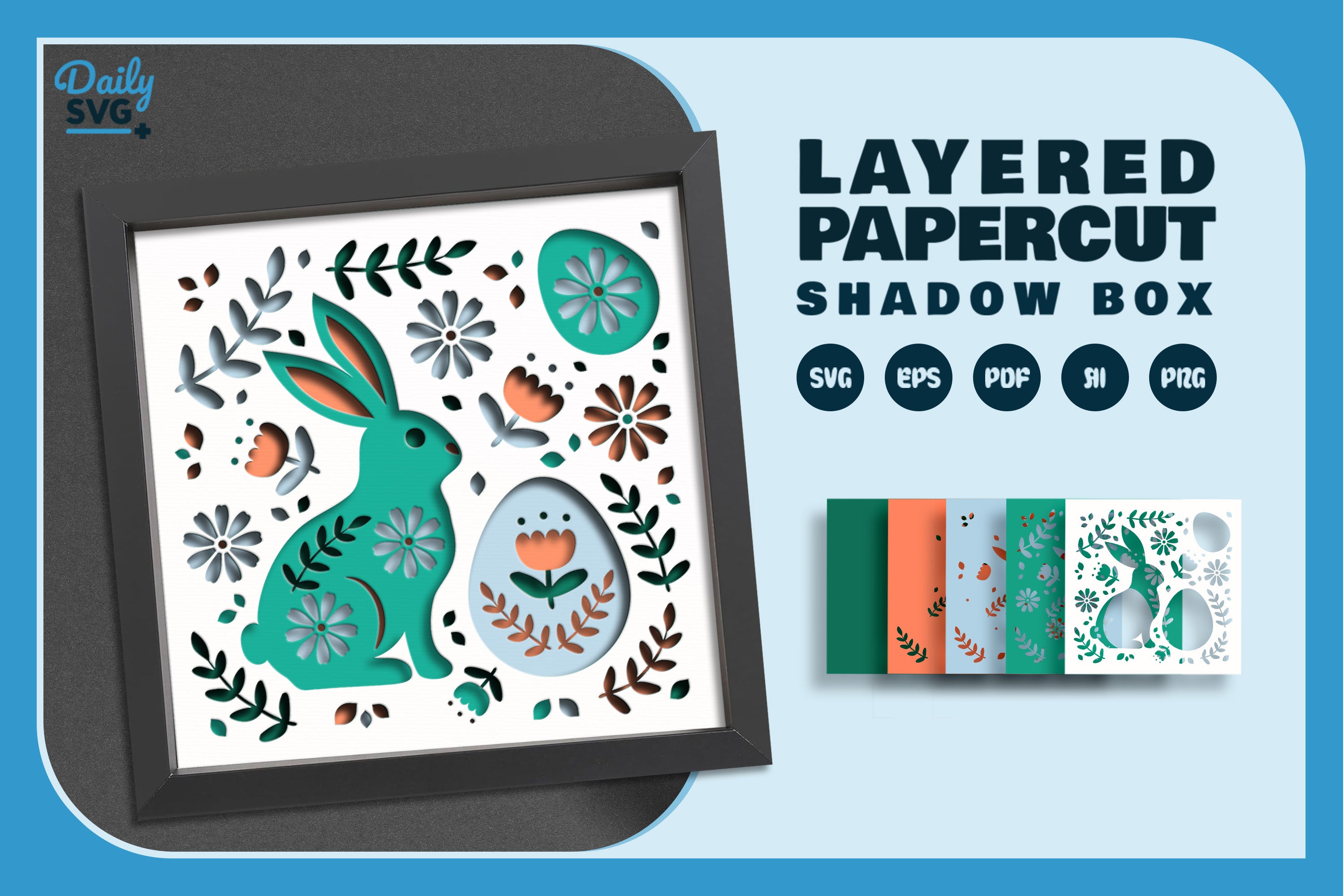 Easter Bunny Floral Folk Art Papercut SVG Bundle