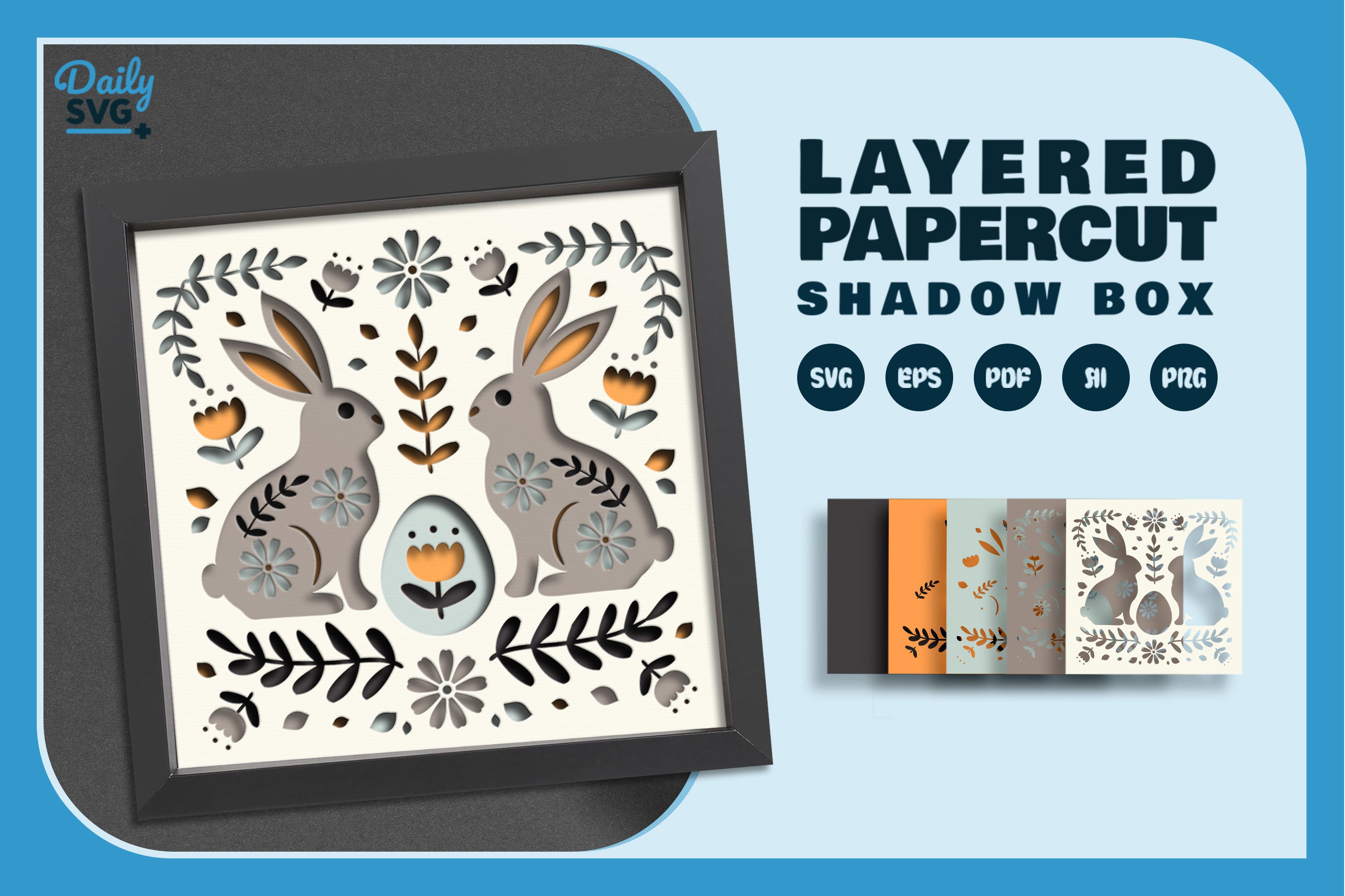 Easter Bunny Folk Art Papercut SVG Bundle