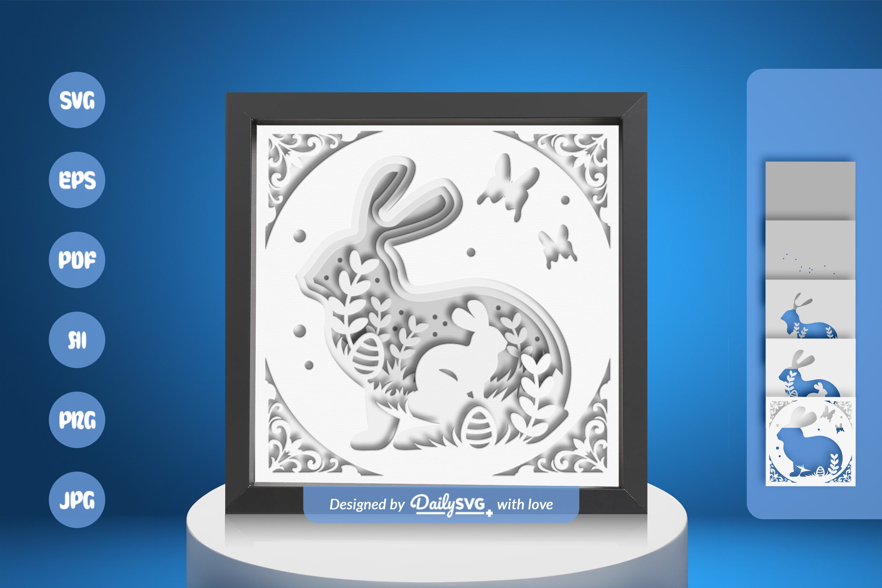 Easter Bunny White Papercut SVG Bundle