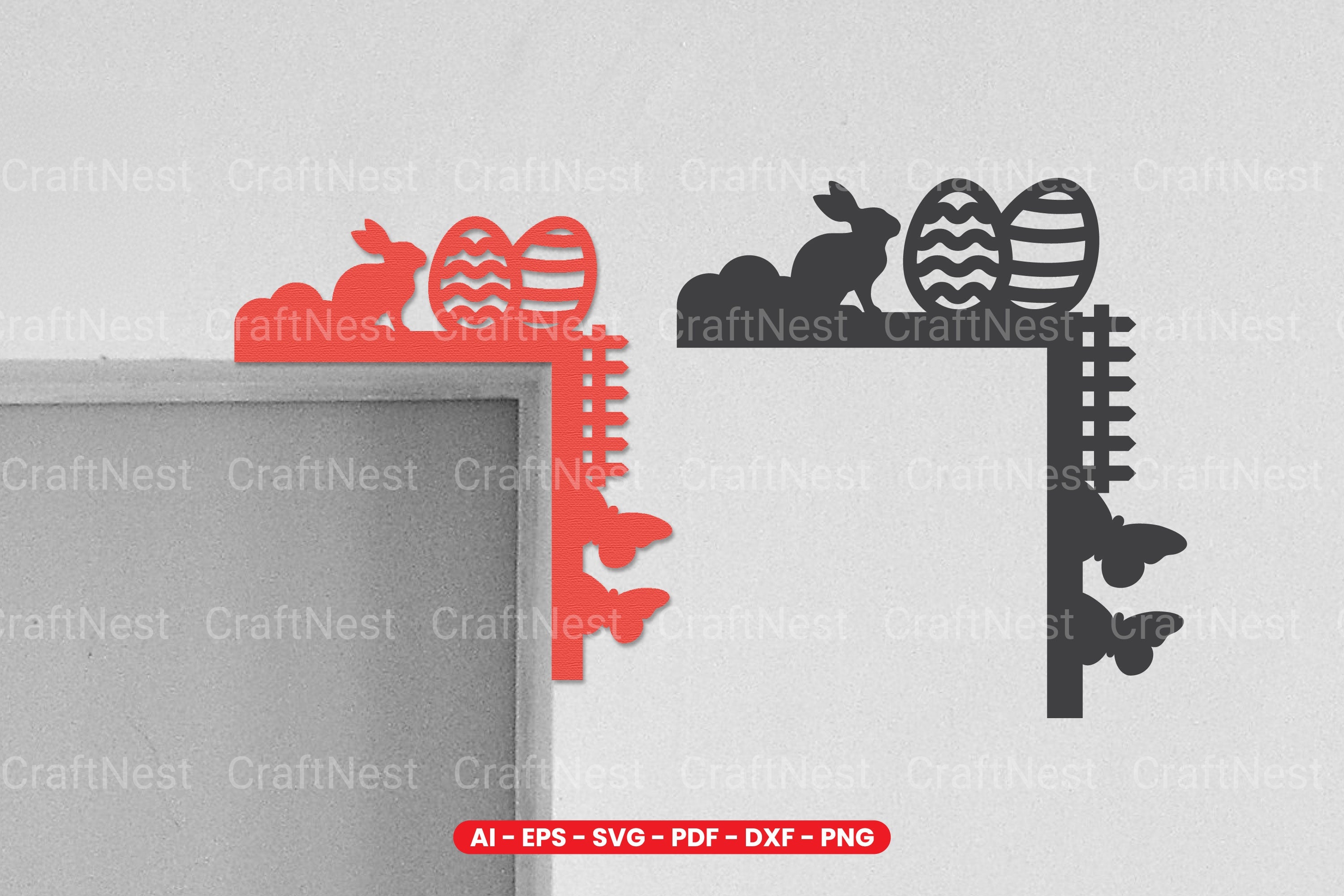 Easter Door Corner Lasercut SVG Clipart Bundle