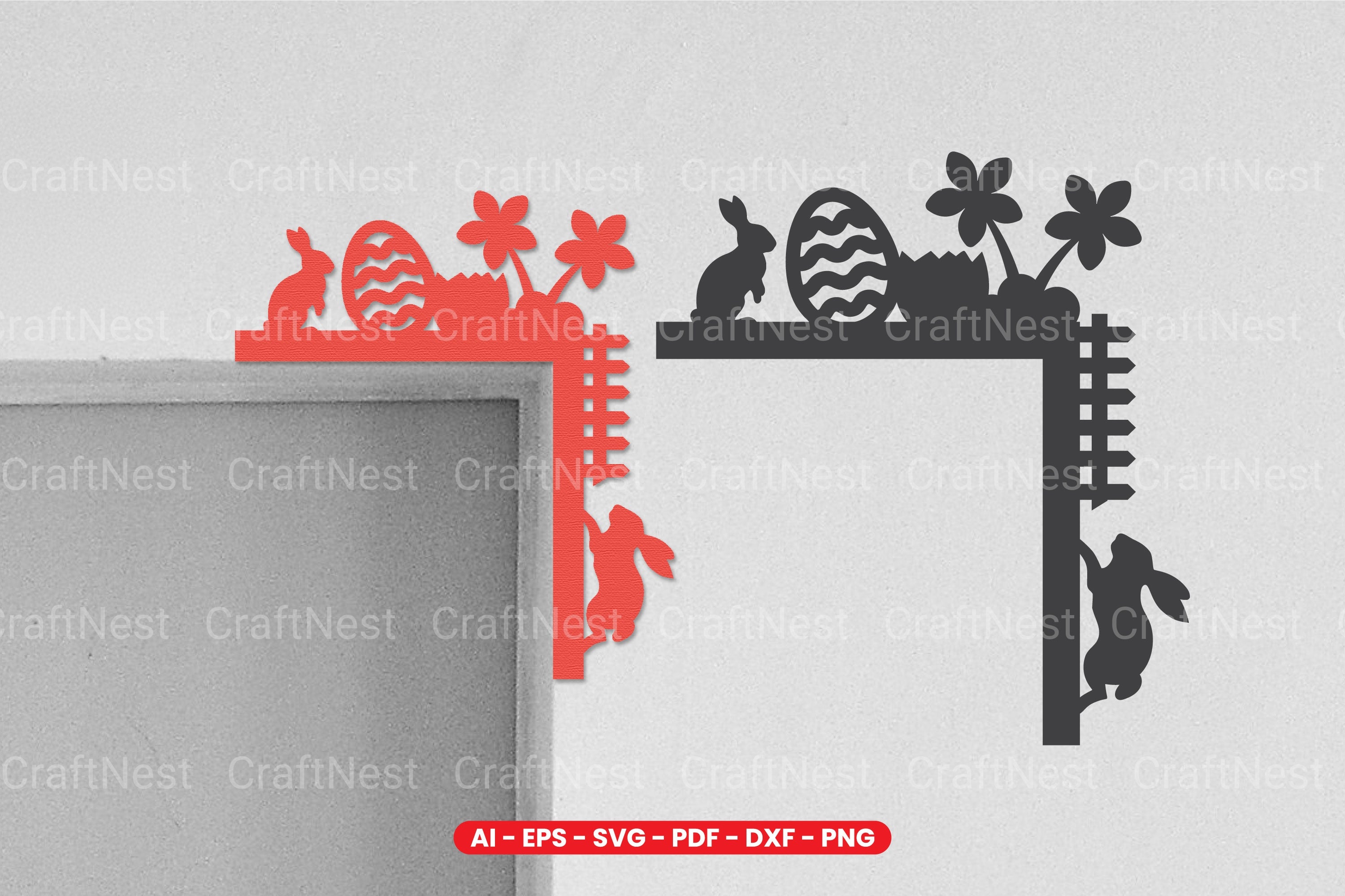 Easter Door Corner Laser Cut SVG Clipart Bundle