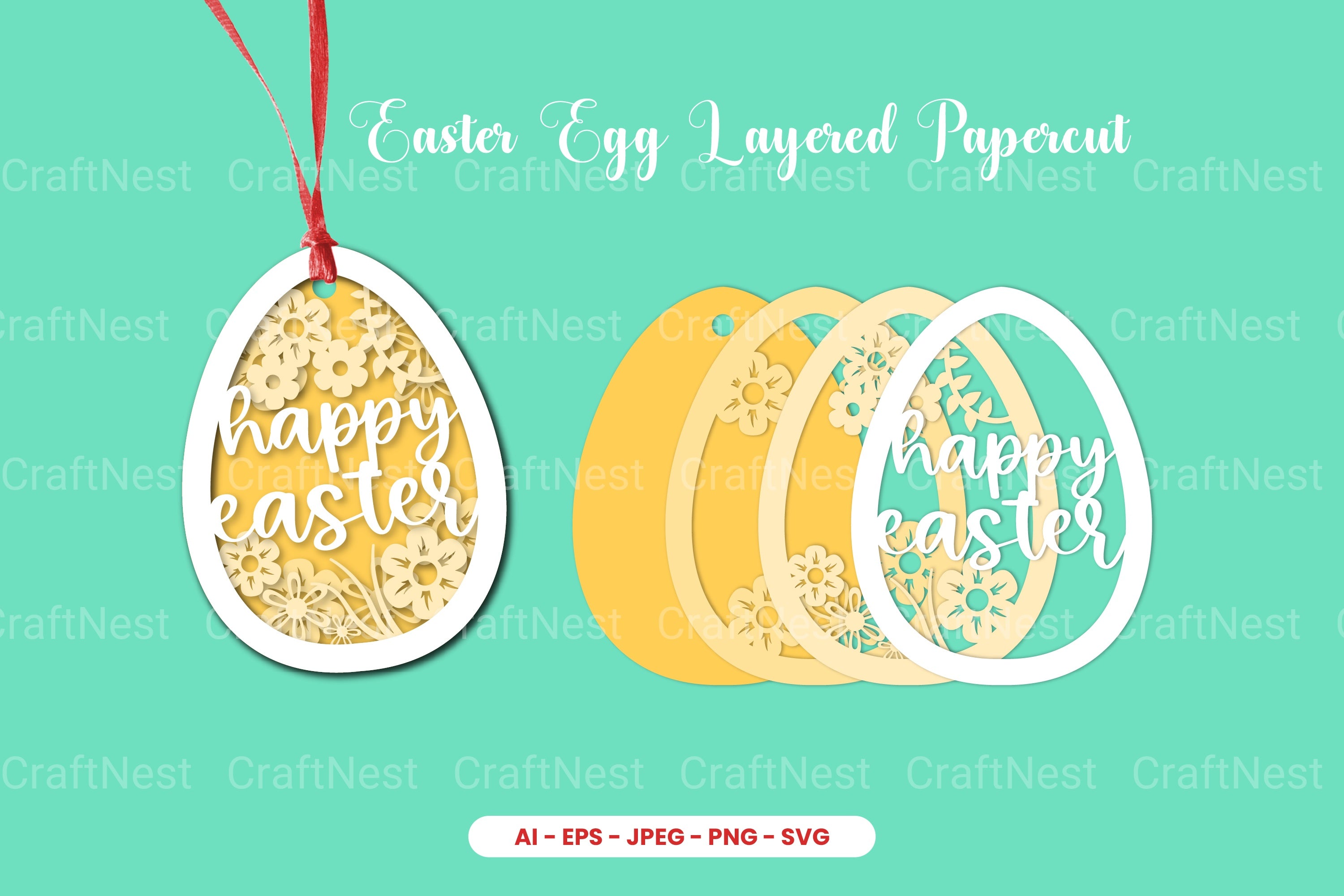 Easter Egg Layered Papercut SVG Clipart Bundle