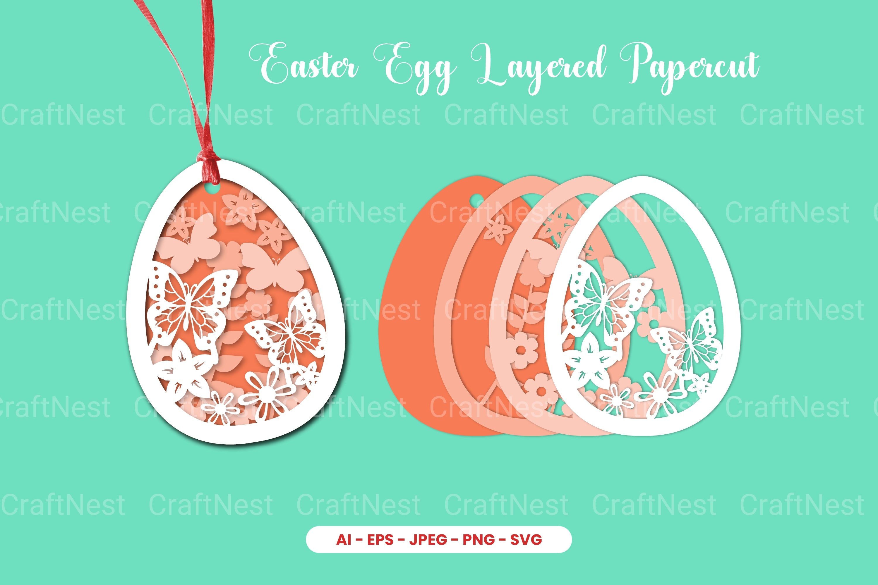 Easter Egg Layered Papercut SVG Clipart Bundle