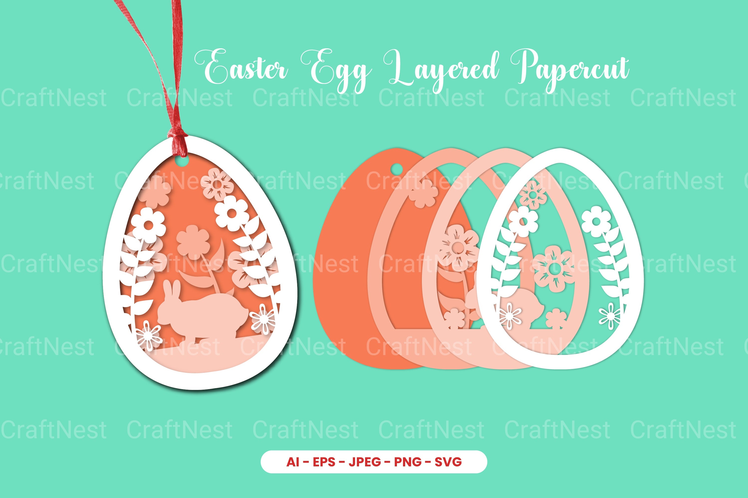 Easter Egg Layered Papercut SVG Clipart Bundle