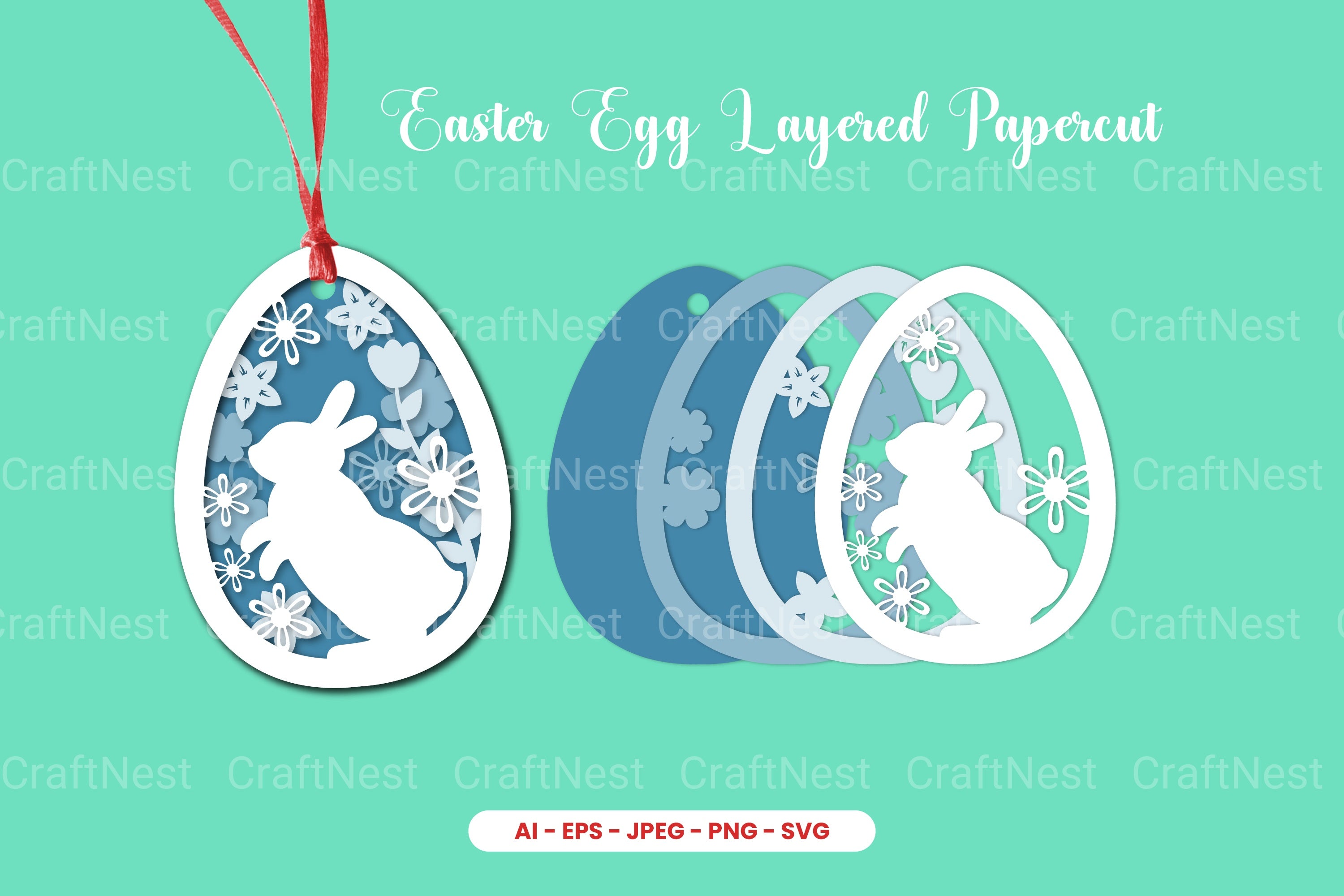 Easter Egg Layered Papercut SVG Clipart Bundle