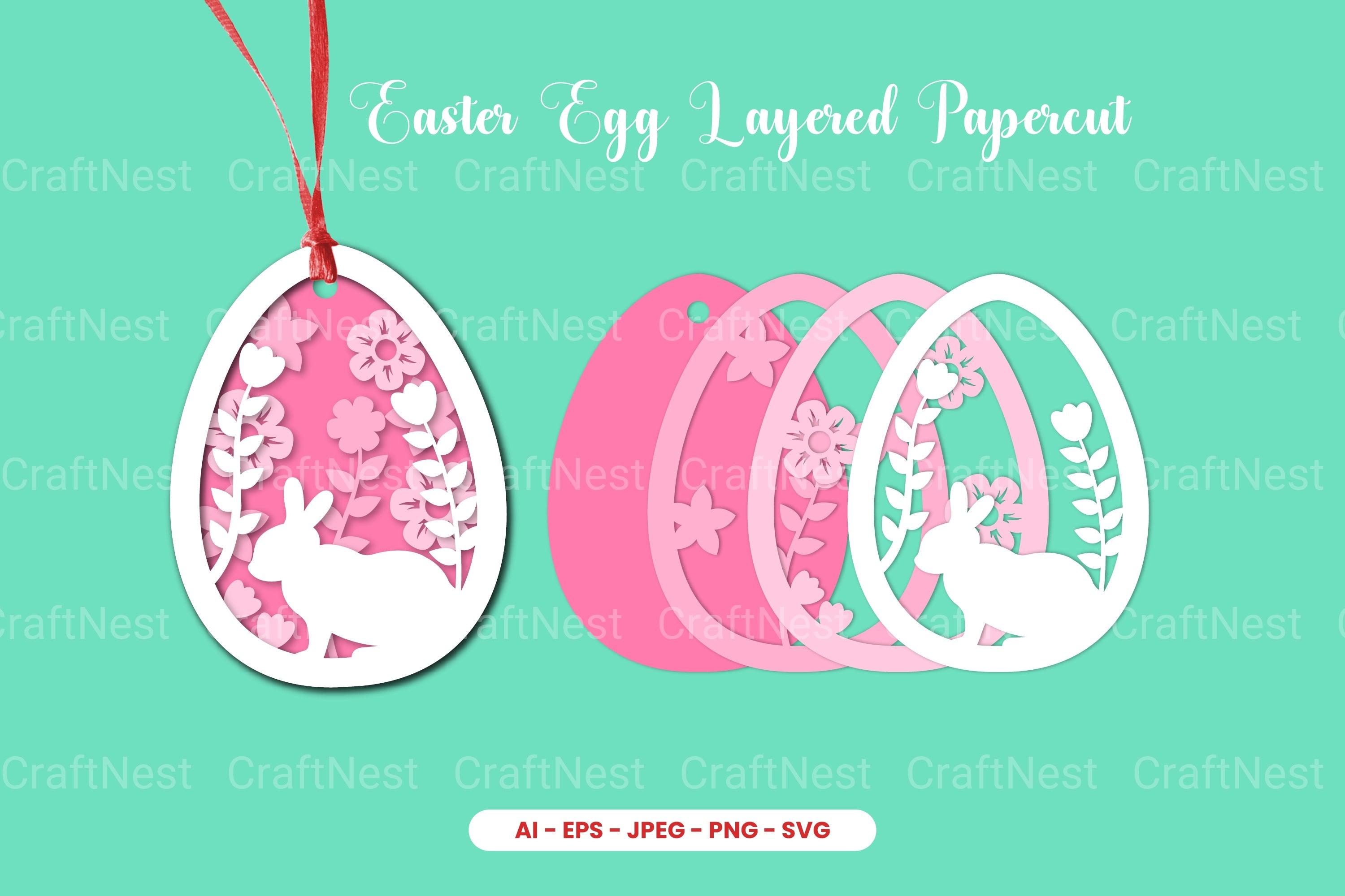 Easter Egg Layered Papercut SVG Clipart Bundle