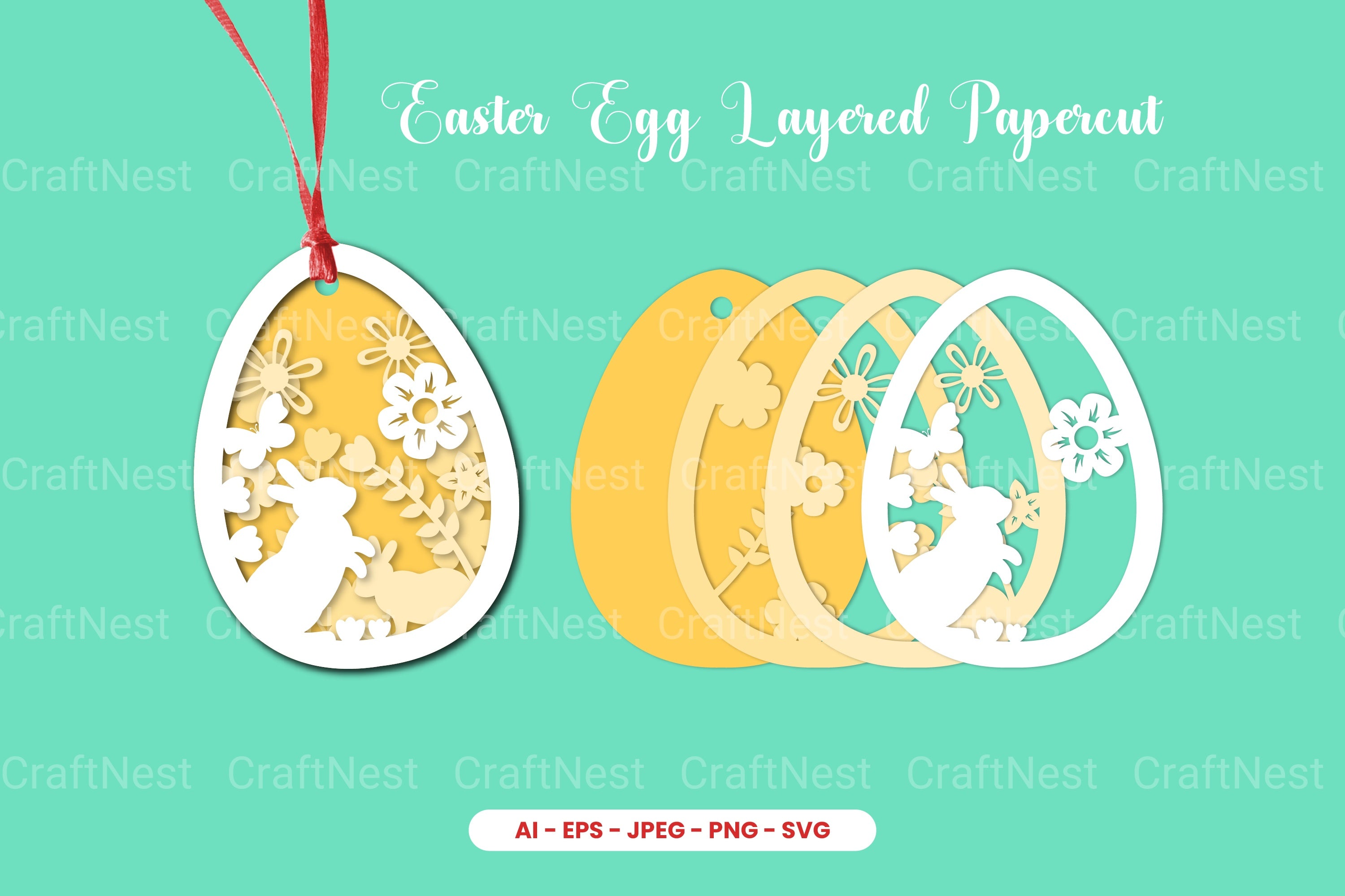 Easter Egg Layered Papercut SVG Clipart Bundle