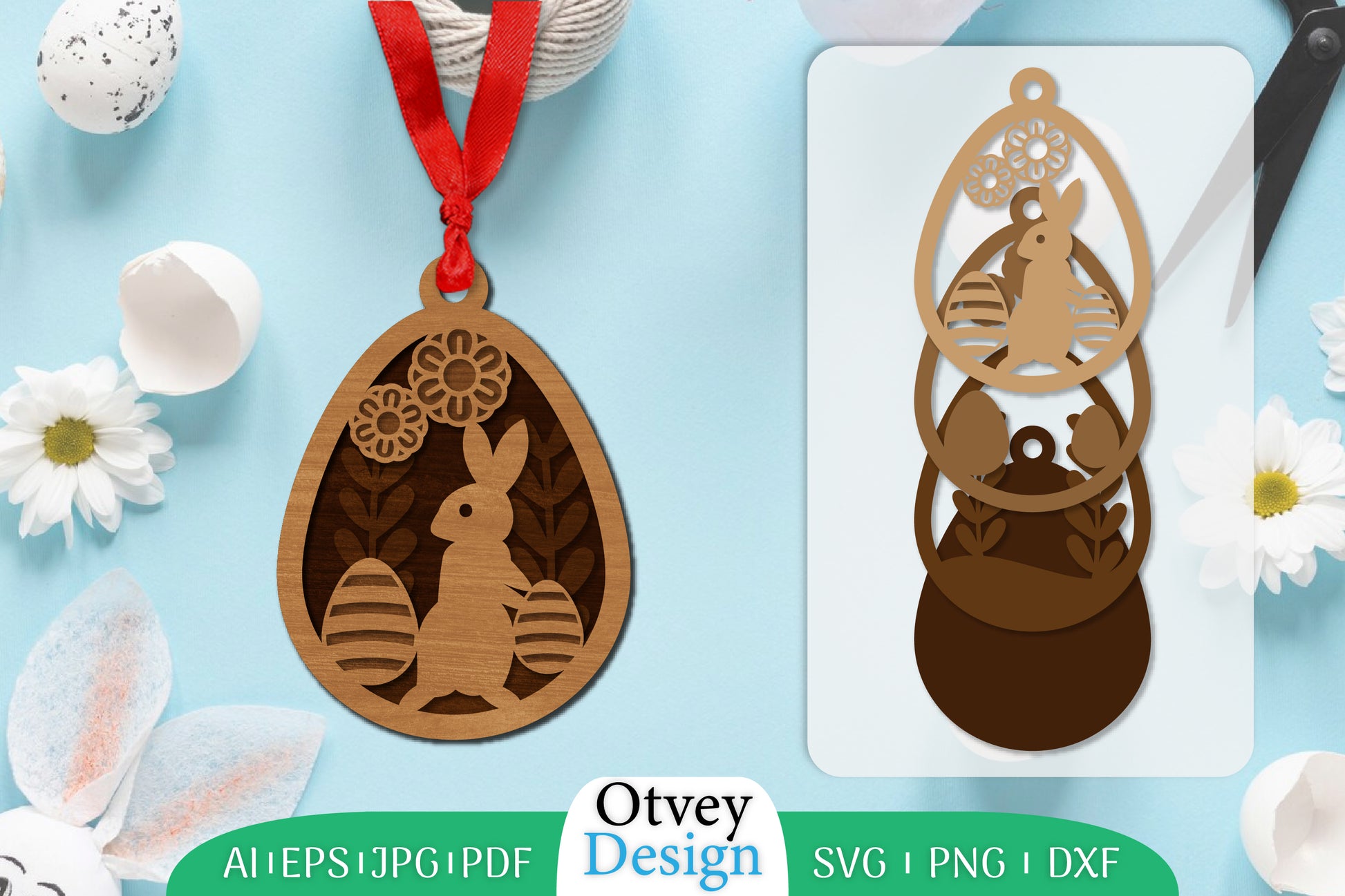 Easter Laser Cut Bunny Ornament SVG Bundle 1 - CraftNest - Digital Crafting and Art