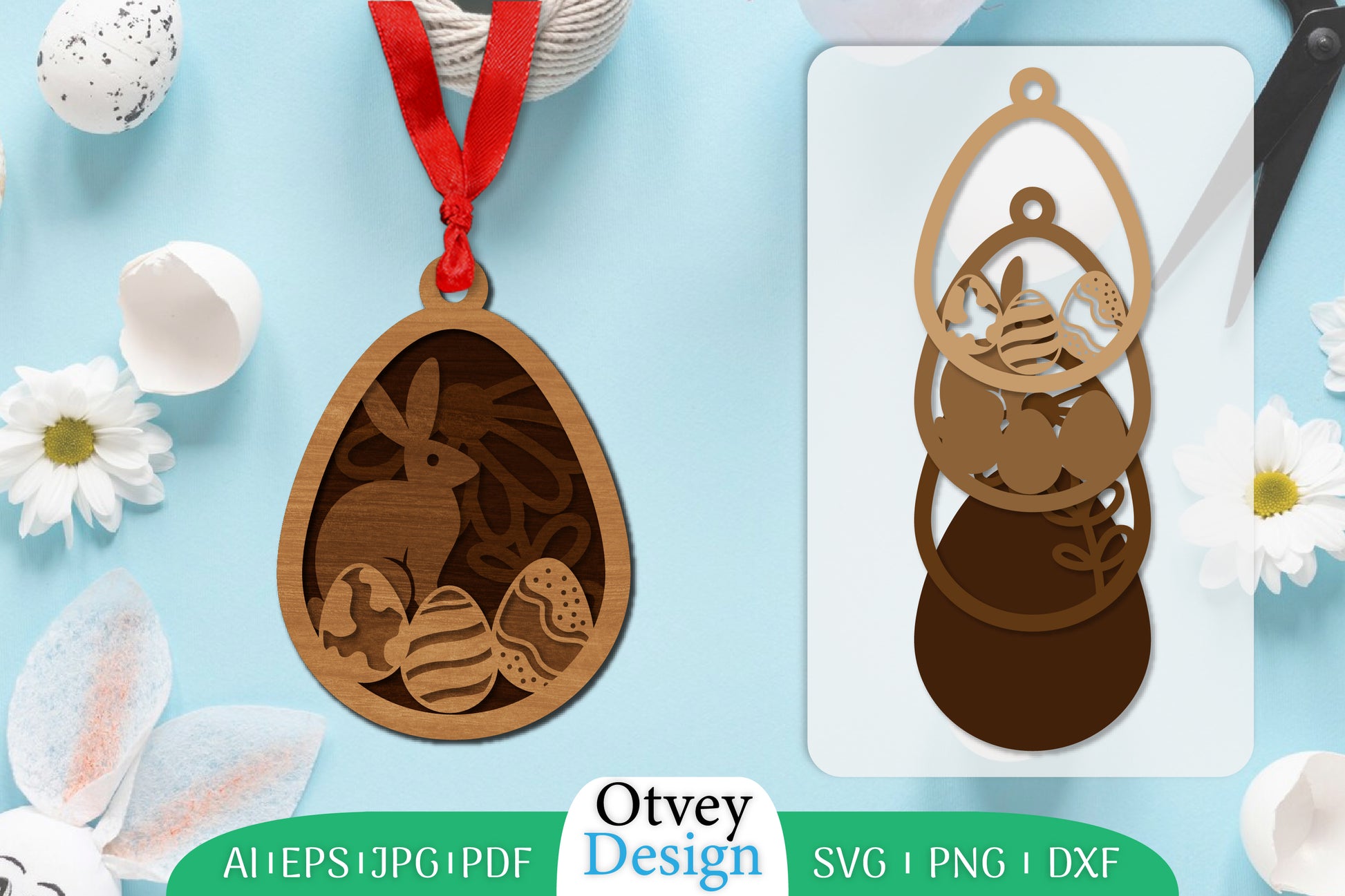 Easter Laser Cut Bunny Ornament SVG Bundle 3 - CraftNest - Digital Crafting and Art