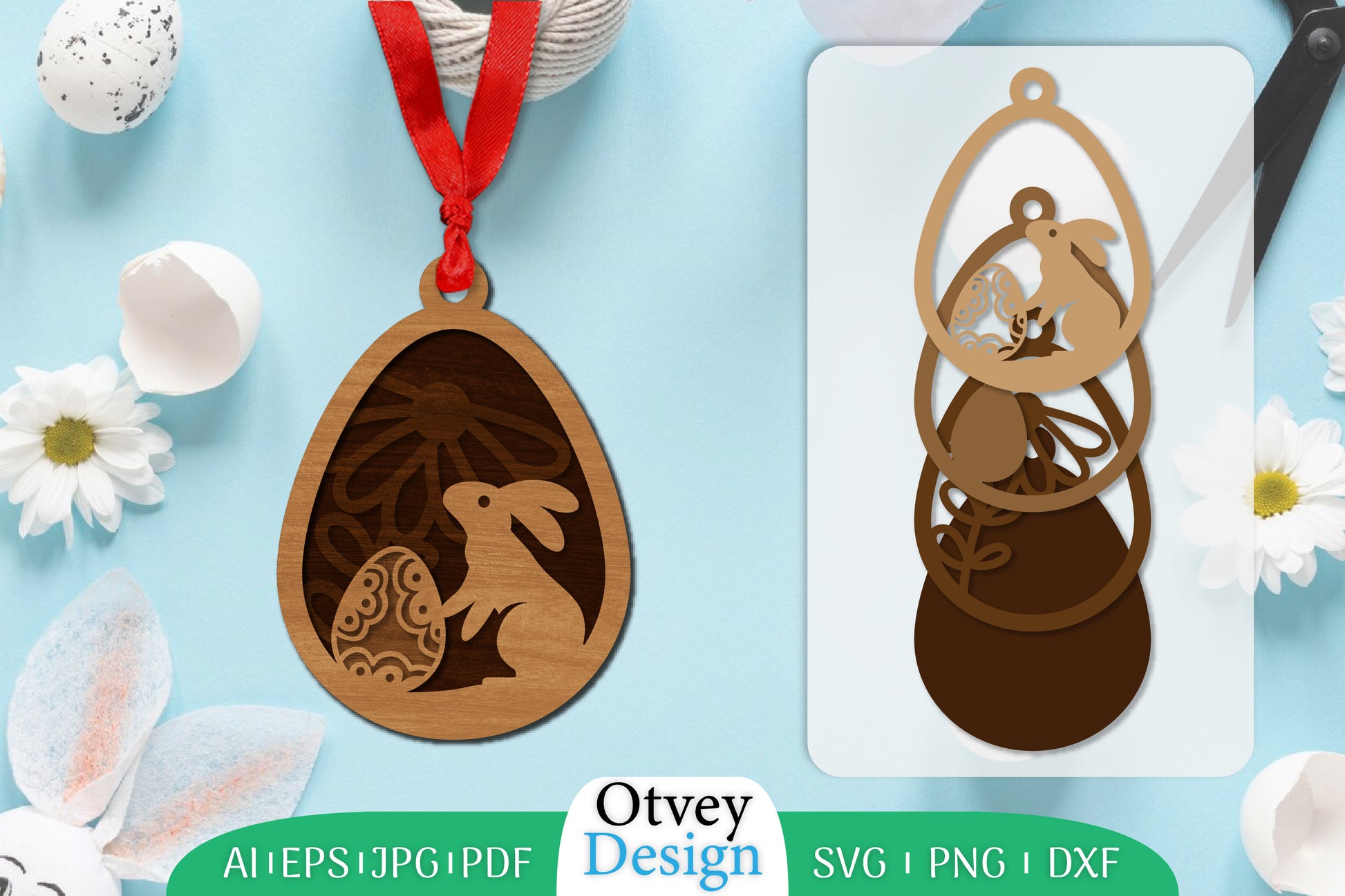 Easter Laser Cut Bunny Ornament SVG Bundle 5 - CraftNest - Digital Crafting and Art