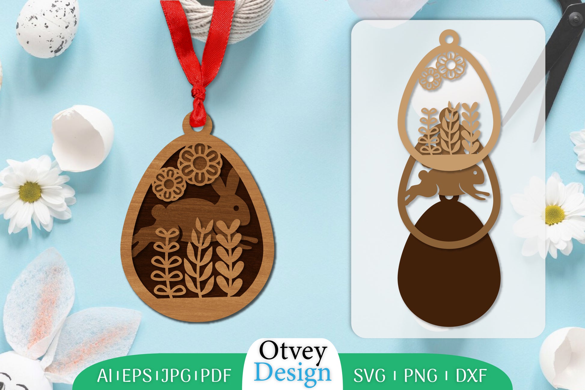 Easter Laser Cut Bunny Ornament SVG Bundle 6 - CraftNest - Digital Crafting and Art