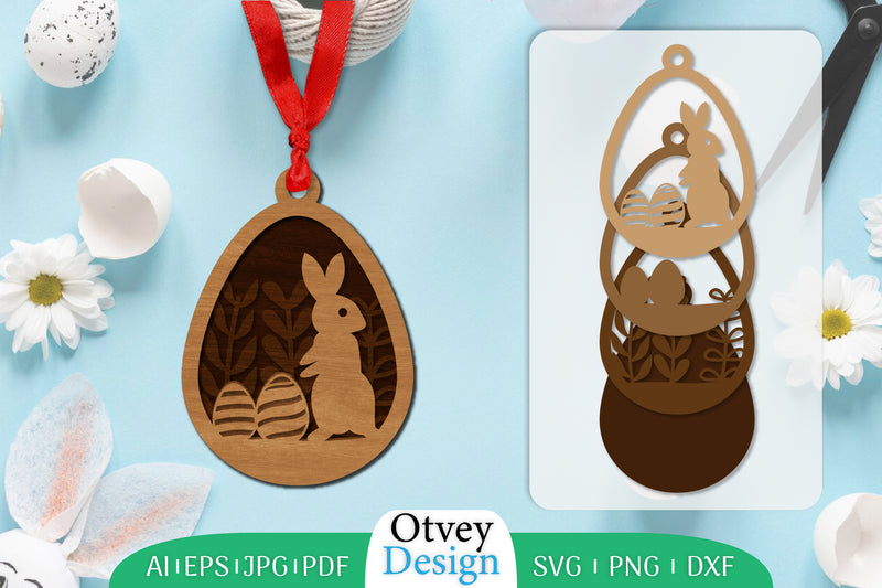 Easter Laser Cut Bunny Ornament SVG Bundle 7 - CraftNest - Digital Crafting and Art