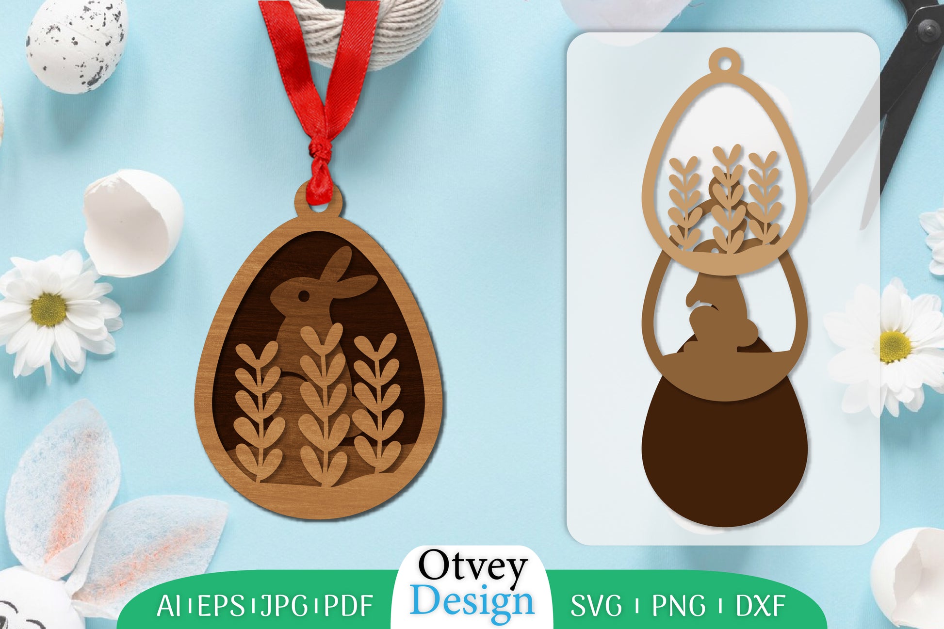 Easter Laser Cut Bunny Ornament SVG Bundle 8 - CraftNest - Digital Crafting and Art