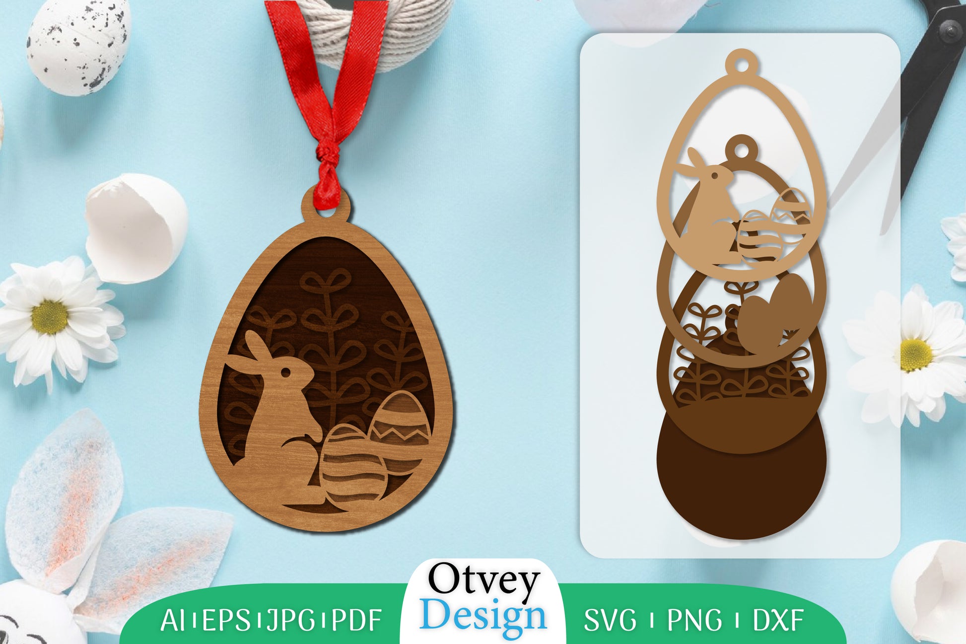 Easter Laser Cut Bunny Ornament SVG Bundle 13 - CraftNest - Digital Crafting and Art
