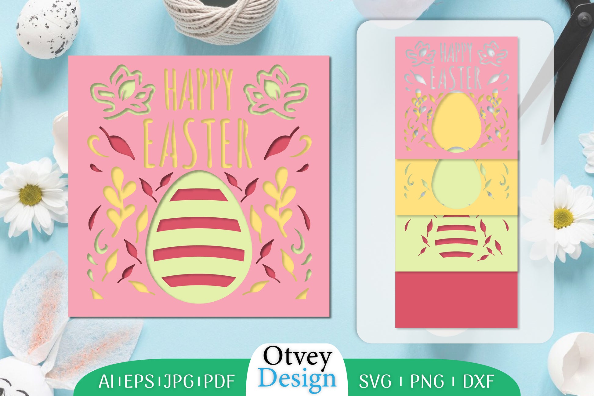 Happy Easter Layered Papercut SVG Bundle 9 - CraftNest - Digital Crafting and Art