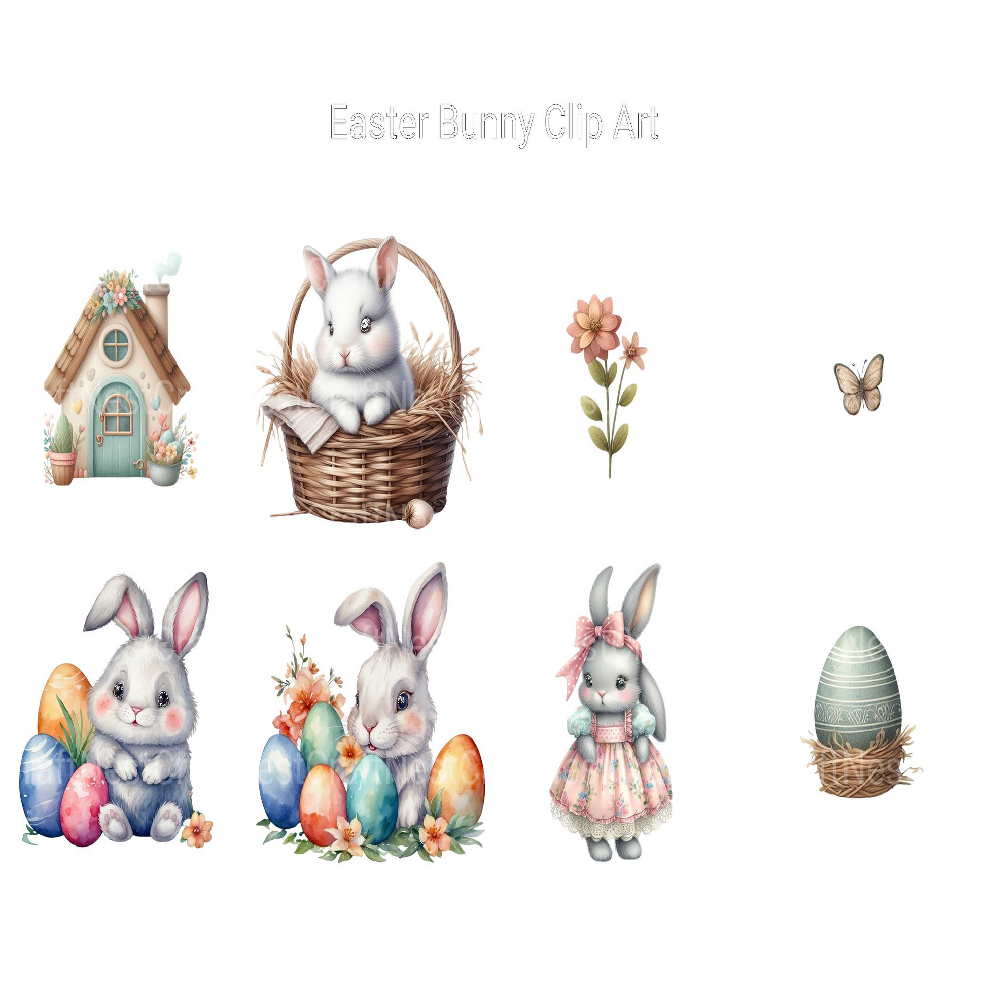 Easter Bunny Clipart - CraftNest - Digital Crafting and Art