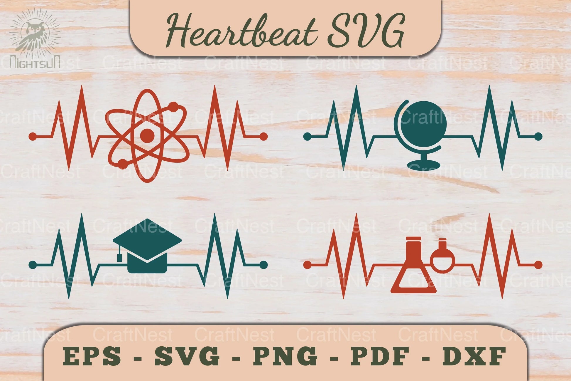 Education Heartbeat SVG Bundle - CraftNest - Digital Crafting and Art