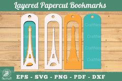 Eiffel Tower Layered Papercut Bookmarks Clipart Bundle - CraftNest - Digital Crafting and Art