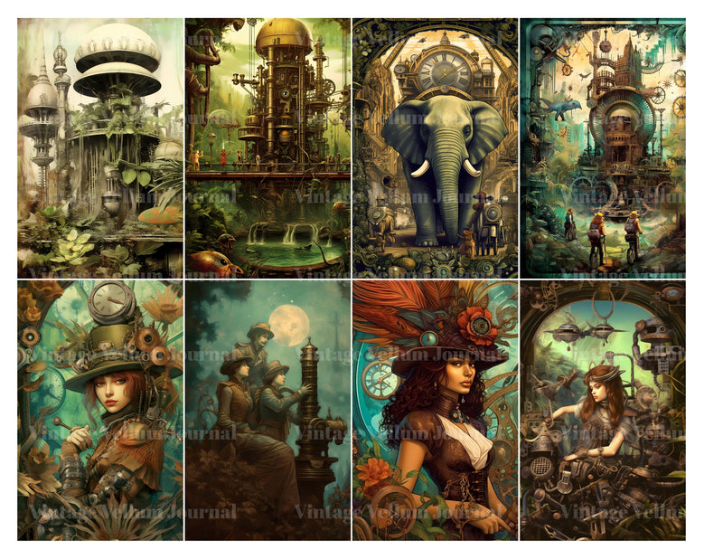 Steampunk Jungle World Junk Journal Pages - CraftNest