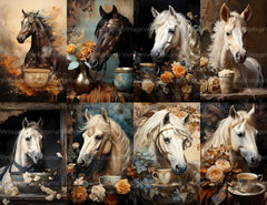 Horses With A Cup Junk Journal Pages - CraftNest