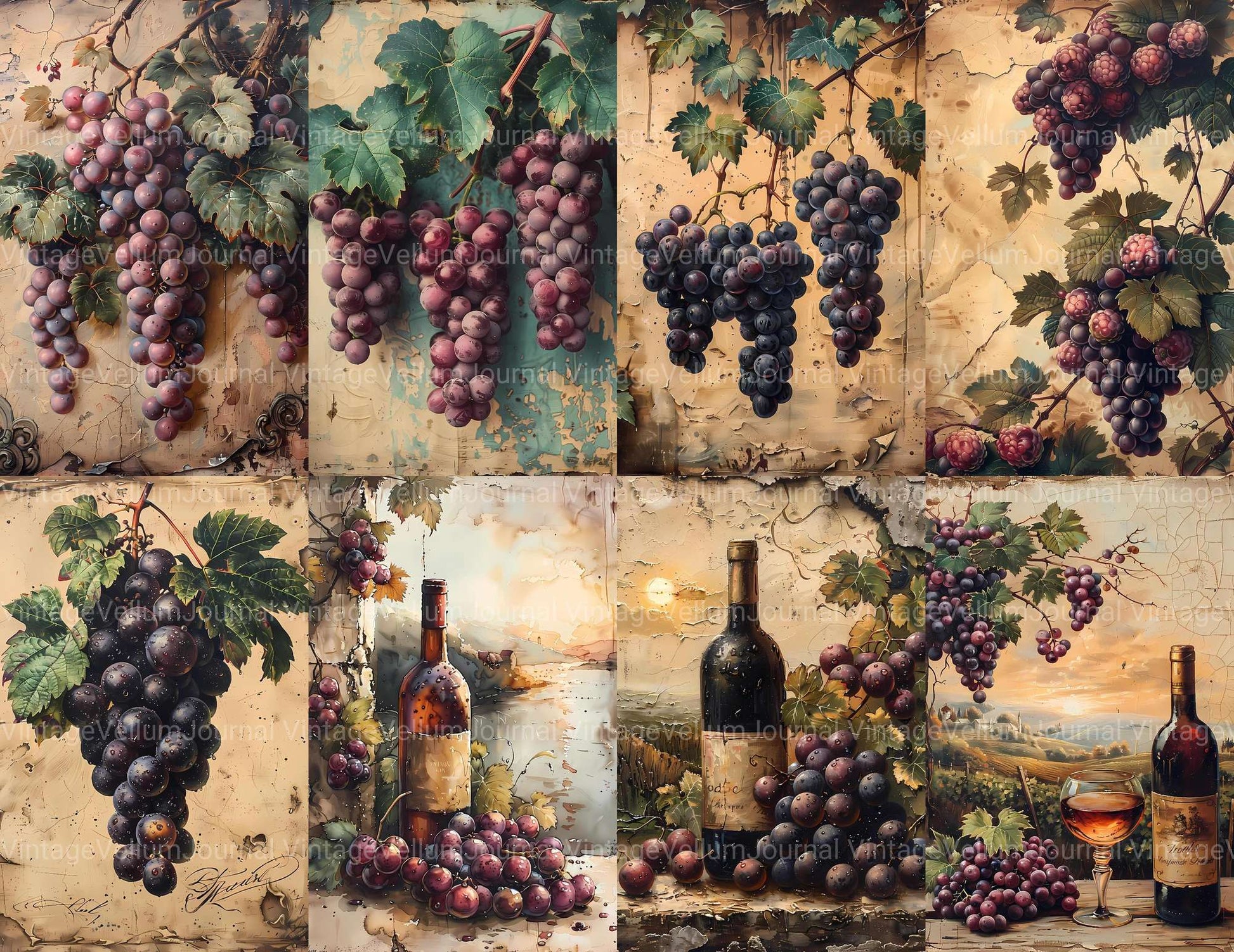 Vineyard Grapes Junk Journal Pages - CraftNest - Digital Crafting and Art