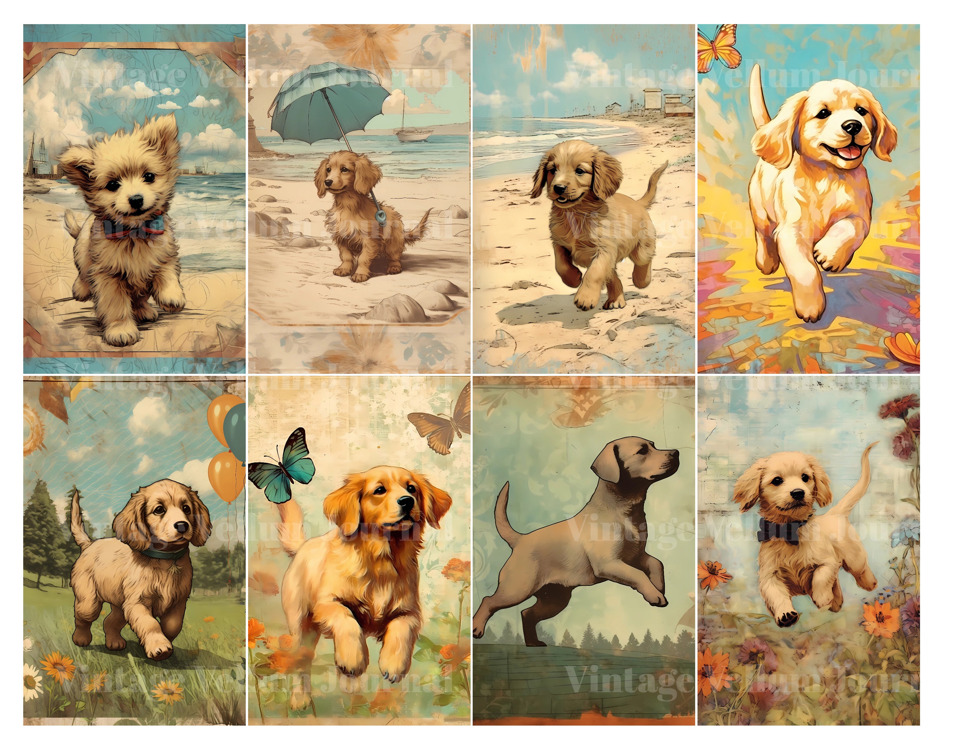 Puppy Parade Junk Journal Pages - CraftNest