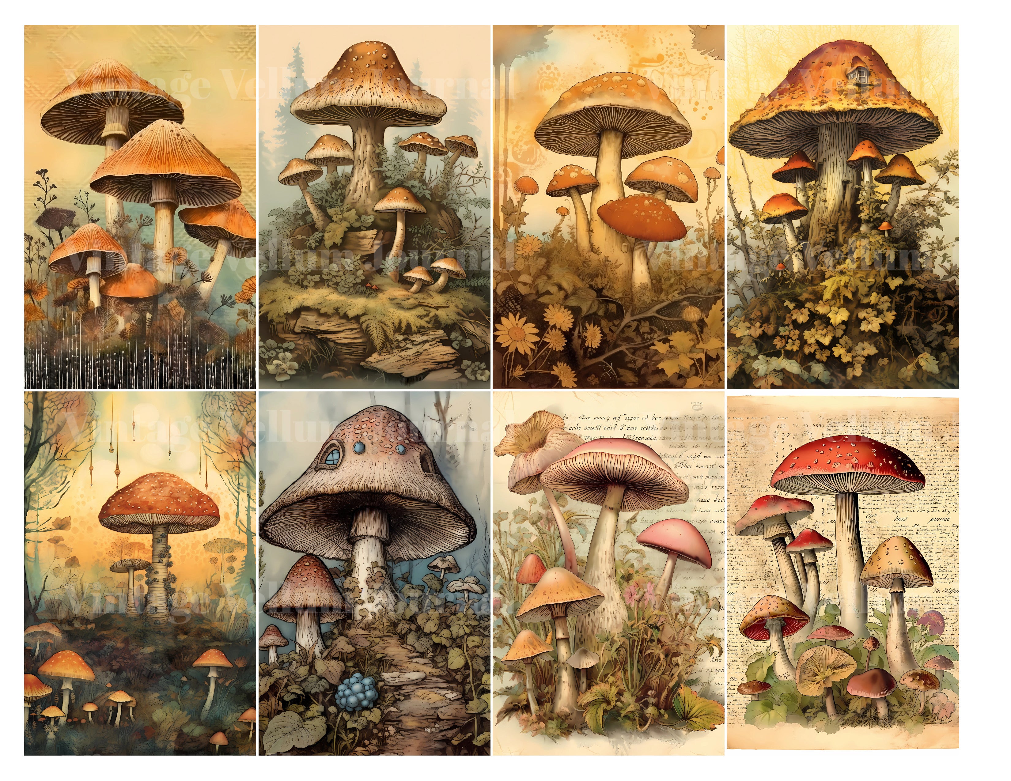 Wild Mushrooms Junk Journal Pages