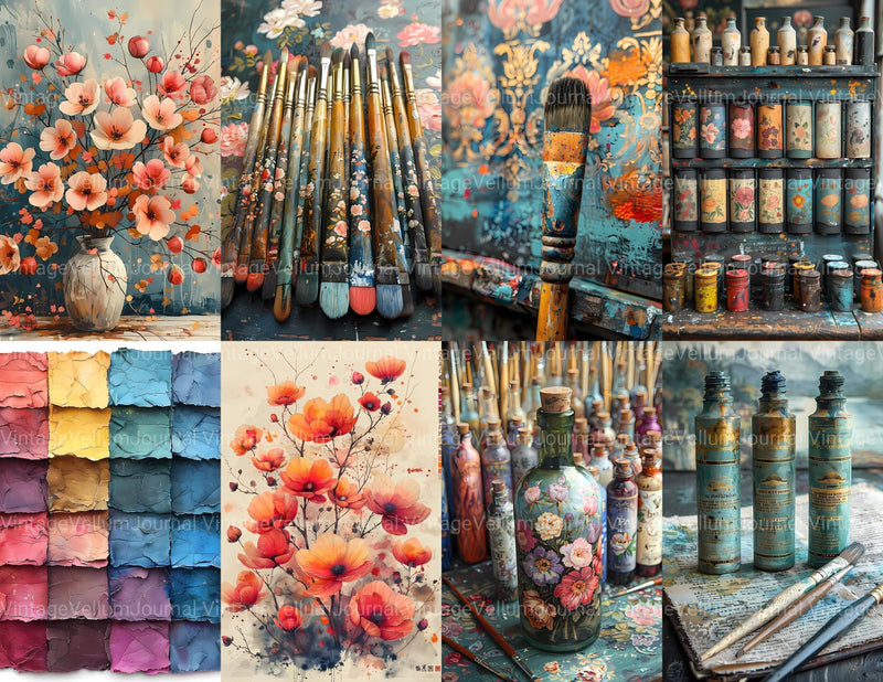 Watercolor Painting Junk Journal Pages - CraftNest - Digital Crafting and Art